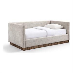 Meridian Furniture Teva Beige Linen Textured Fabric Upholstered Twin Daybed