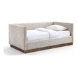 Meridian Furniture Teva Beige Linen Textured Fabric Upholstered Twin Daybed