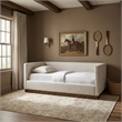 Meridian Furniture Teva Cream Linen Textured Fabric Upholstered Twin Daybed