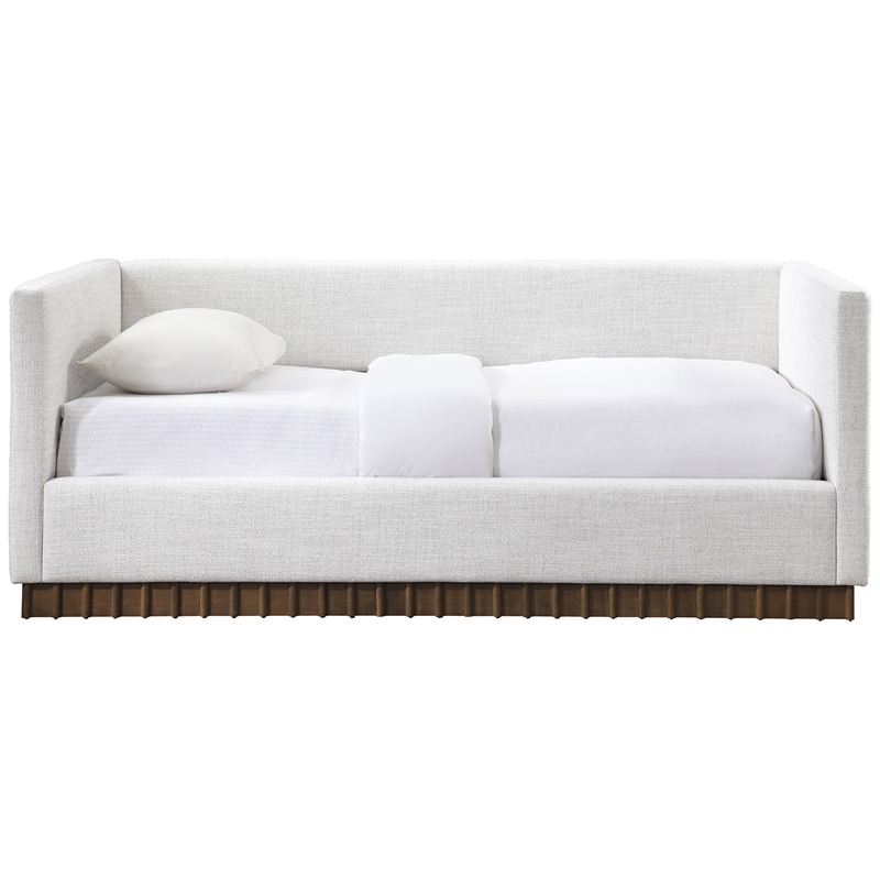 Meridian Furniture Teva Cream Linen Textured Fabric Upholstered Twin Daybed