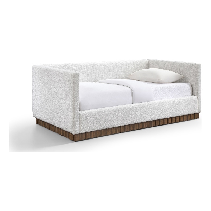 Meridian Furniture Teva Cream Linen Textured Fabric Upholstered Twin Daybed