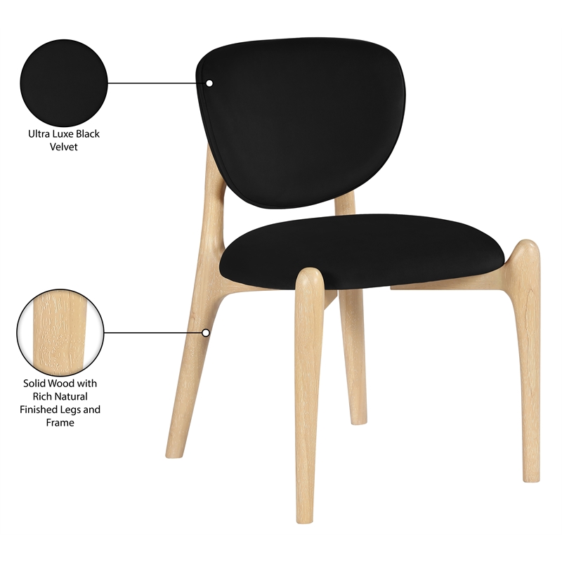 Meridian Furniture Velora Black Velvet Performance Fabric DC (Set of 2)