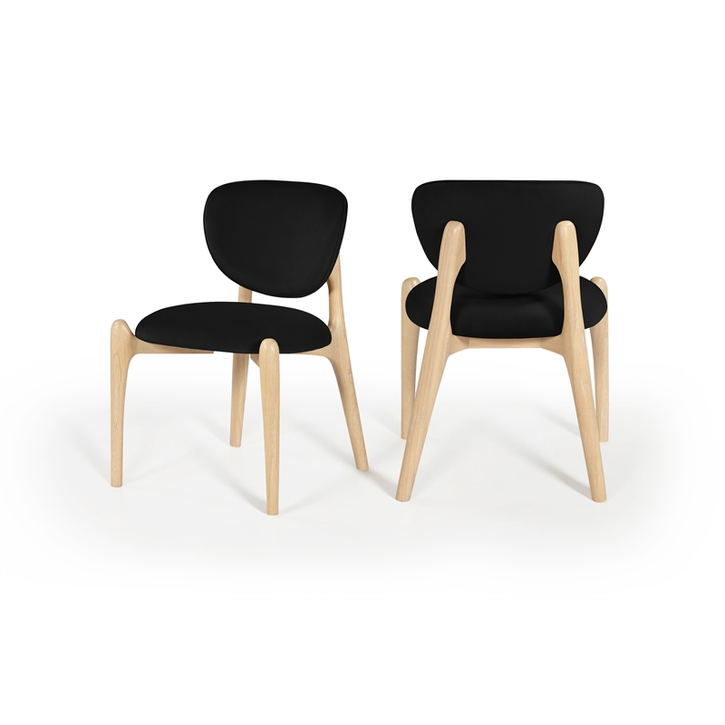 Meridian Furniture Velora Black Velvet Performance Fabric DC (Set of 2)