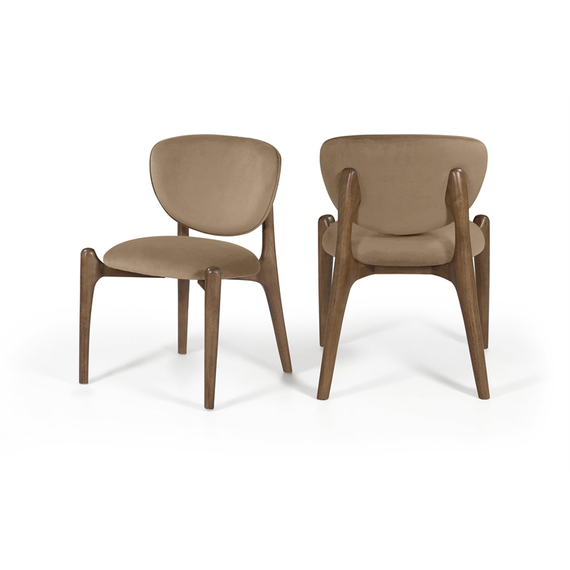 Meridian Furniture Velora Beige Velvet Performance Fabric DC (Set of 2)