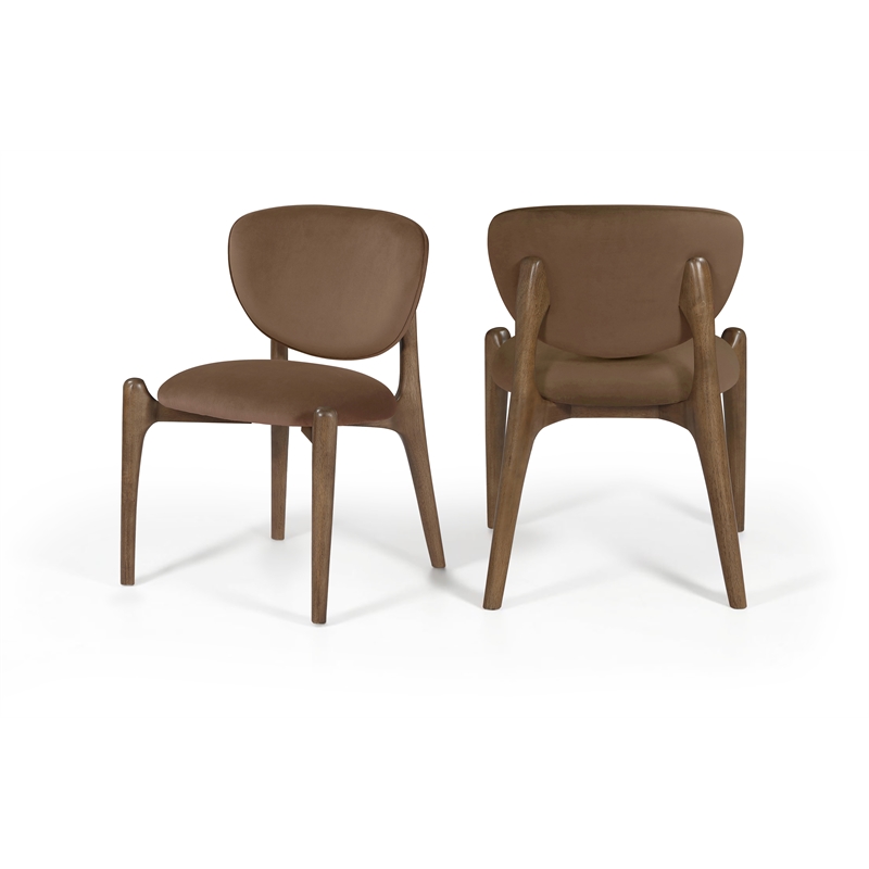 Meridian Furniture Velora Brown Velvet Performance Fabric DC (Set of 2)
