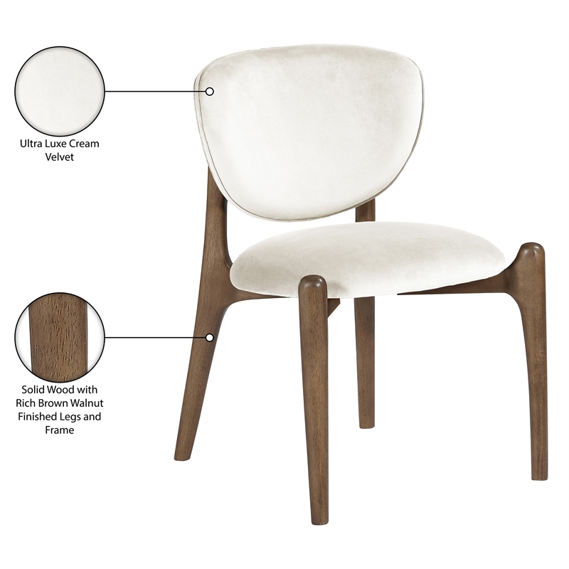 Meridian Furniture Velora Cream Velvet Performance Fabric DC (Set of 2)