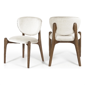 Meridian Furniture Velora Cream Velvet Performance Fabric DC (Set of 2)