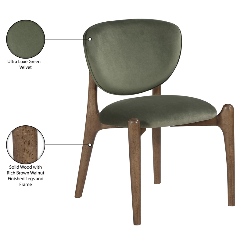 Meridian Furniture Velora Green Velvet Performance Fabric DC (Set of 2)
