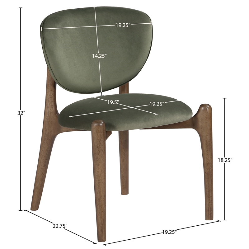 Meridian Furniture Velora Green Velvet Performance Fabric DC (Set of 2)