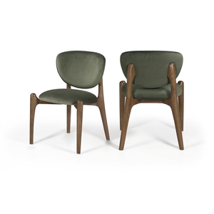 Meridian Furniture Velora Green Velvet Performance Fabric DC (Set of 2)