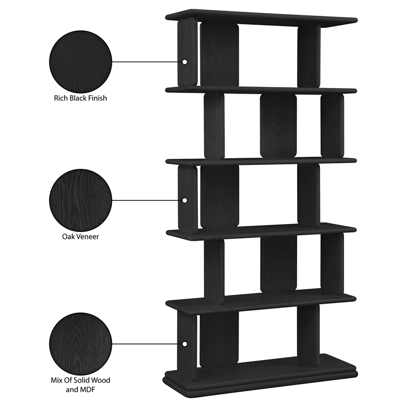 Meridian Furniture Nexa Black Solid Wood Bookcase