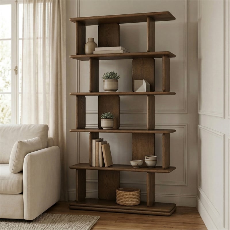 Meridian Furniture Nexa Brown Solid Wood Bookcase