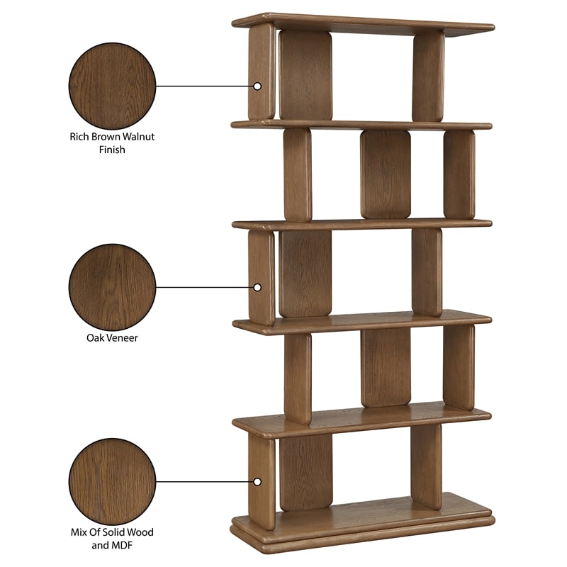 Meridian Furniture Nexa Brown Solid Wood Bookcase
