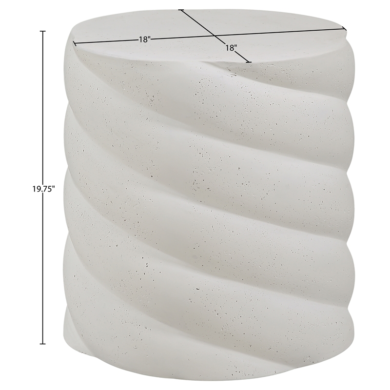 Meridian Furniture Marmet Cream Concrete Indoor / Outdoor End / Side Table