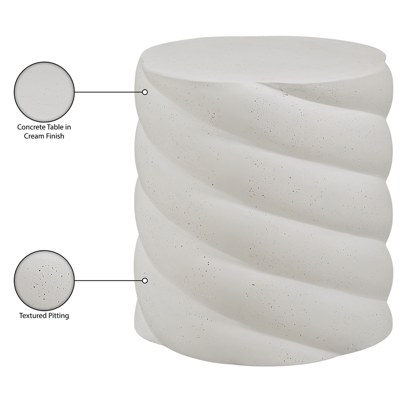 Meridian Furniture Marmet Cream Concrete Indoor / Outdoor End / Side Table