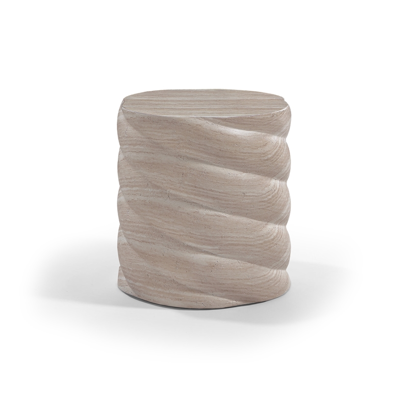 Meridian Furniture Marmet Travertine Concrete Indoor / Outdoor End / Side Table