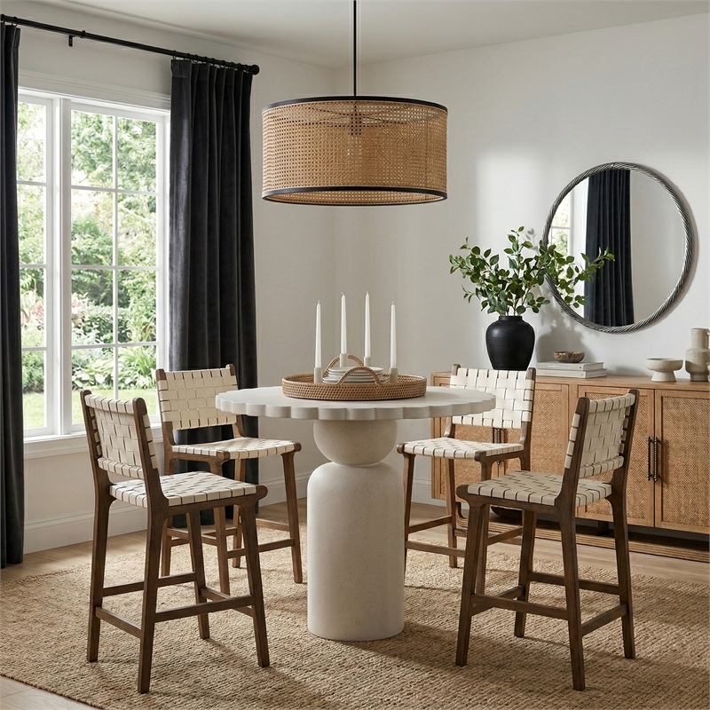 Meridian Furniture Petalia Cream Concrete Indoor / Outdoor Counter Table