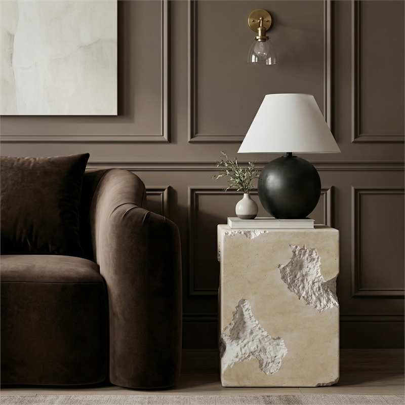 Meridian Furniture Naturae Beige Concrete Indoor / Outdoor End / Side Table