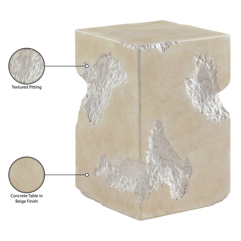 Meridian Furniture Naturae Beige Concrete Indoor / Outdoor End / Side Table