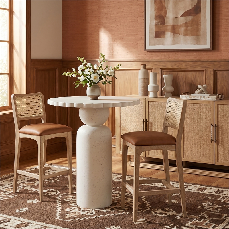 Meridian Furniture Petalia Cream Concrete Indoor / Outdoor Bar Table