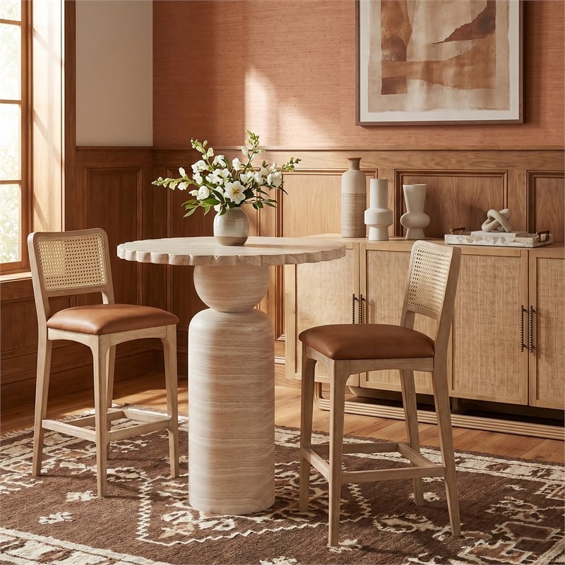 Meridian Furniture Petalia Travertine Concrete Indoor / Outdoor Bar Table