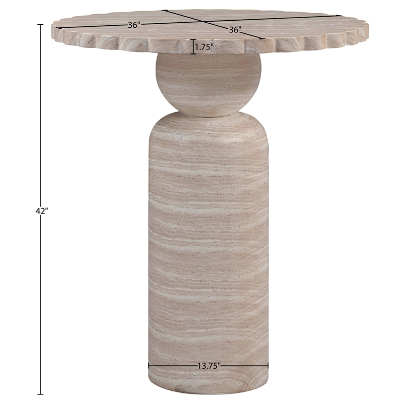 Meridian Furniture Petalia Travertine Concrete Indoor / Outdoor Bar Table