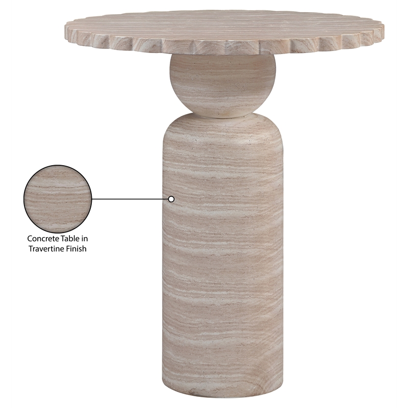 Meridian Furniture Petalia Travertine Concrete Indoor / Outdoor Bar Table