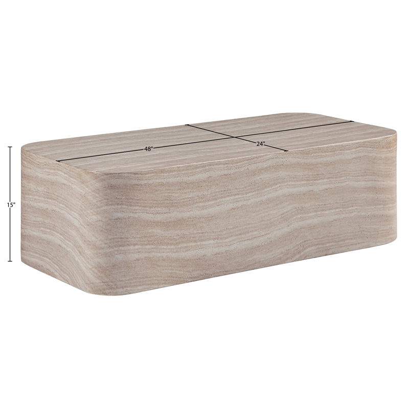 Meridian Furniture Vellon Travertine Concrete Indoor / Outdoor Coffee Table