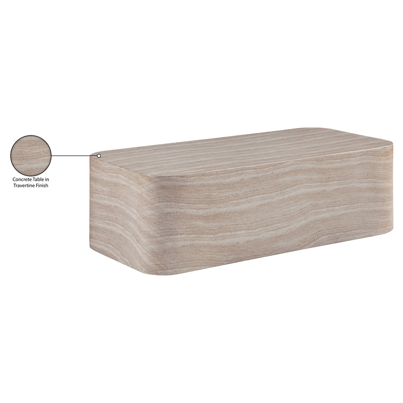 Meridian Furniture Vellon Travertine Concrete Indoor / Outdoor Coffee Table