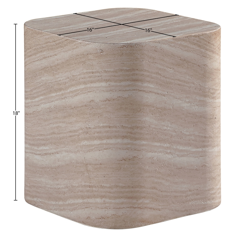 Meridian Furniture Vellon Travertine Concrete Indoor / Outdoor End / Side Table