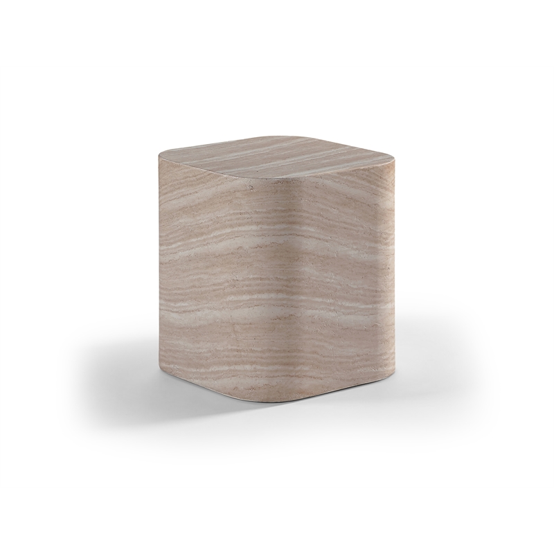 Meridian Furniture Vellon Travertine Concrete Indoor / Outdoor End / Side Table