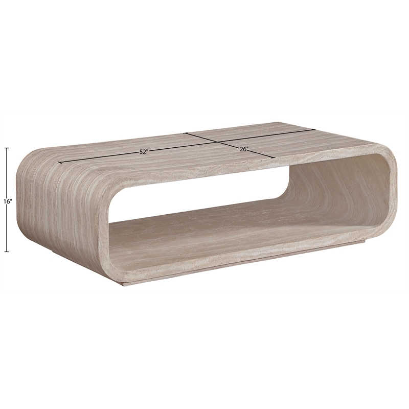 Meridian Furniture Calix Travertine Concrete Indoor / Outdoor Coffee Table