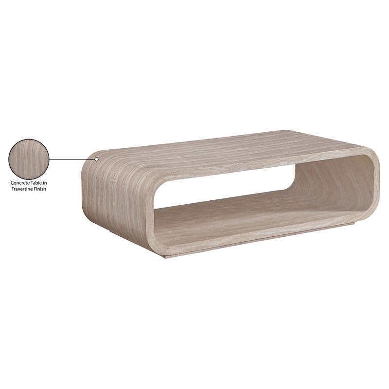 Meridian Furniture Calix Travertine Concrete Indoor / Outdoor Coffee Table