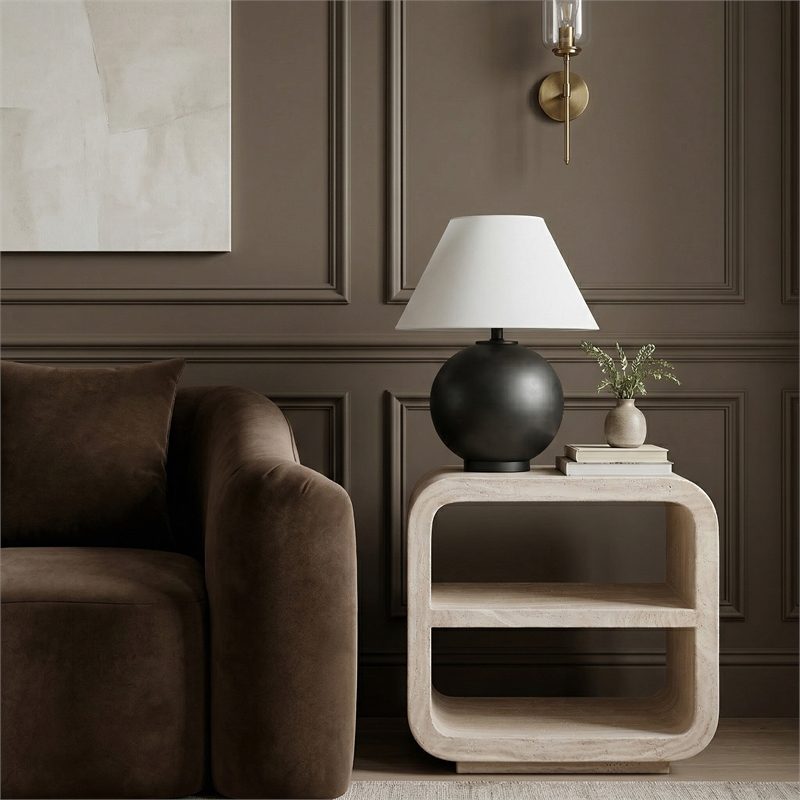 Meridian Furniture Calix Travertine Concrete Indoor / Outdoor End / Side Table