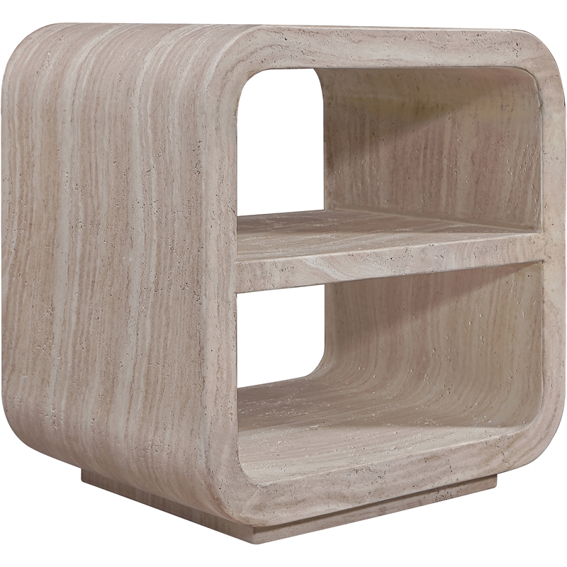 Meridian Furniture Calix Travertine Concrete Indoor / Outdoor End / Side Table