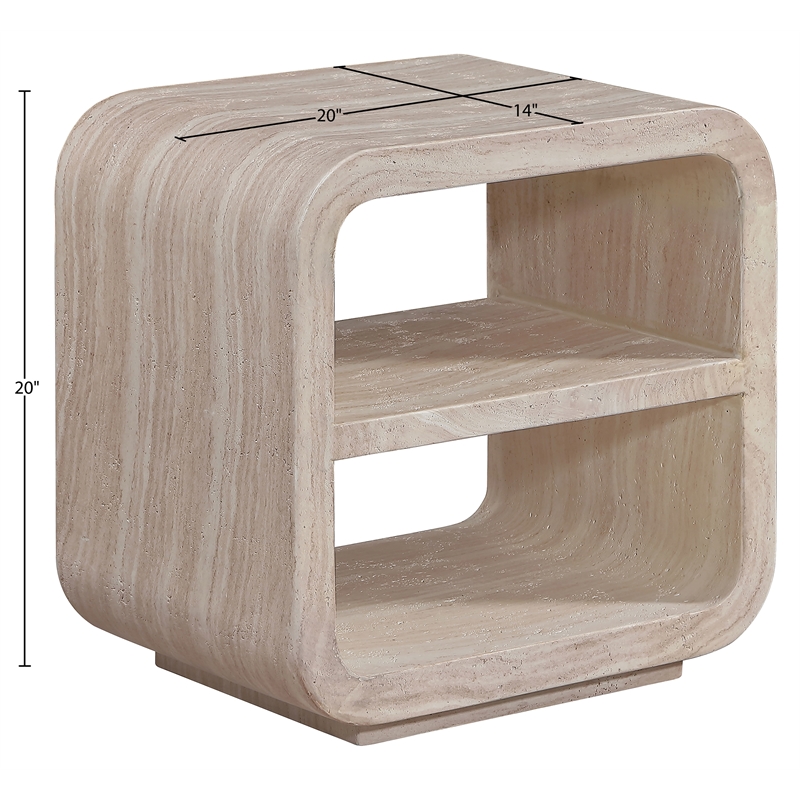 Meridian Furniture Calix Travertine Concrete Indoor / Outdoor End / Side Table