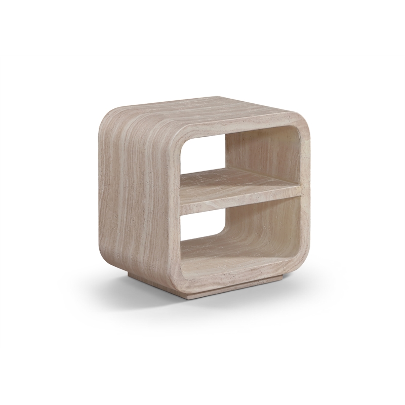 Meridian Furniture Calix Travertine Concrete Indoor / Outdoor End / Side Table