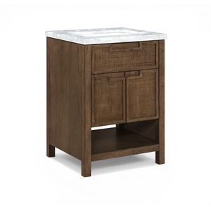 Meridian Furniture Soren 24&quot Brown Solid Wood And Marble Bathroom Vanity