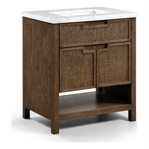 Meridian Furniture Soren 30&quot Brown Solid Wood And Marble Bathroom Vanity