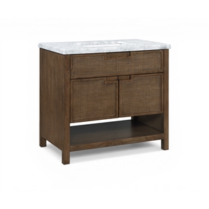 Meridian Furniture Soren 36&quot Brown Solid Wood And Marble Bathroom Vanity