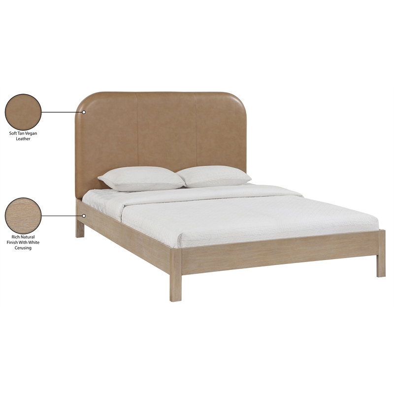 Meridian Furniture Caswell Natural Vegan Leather Upholstered Full Bed