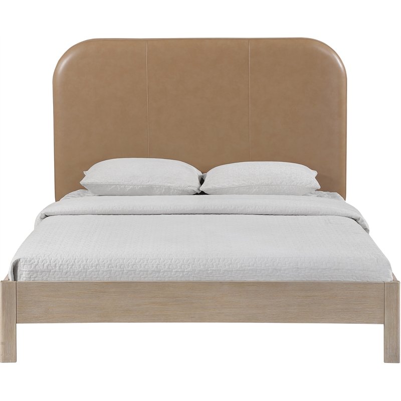 Meridian Furniture Caswell Natural Vegan Leather Upholstered Full Bed