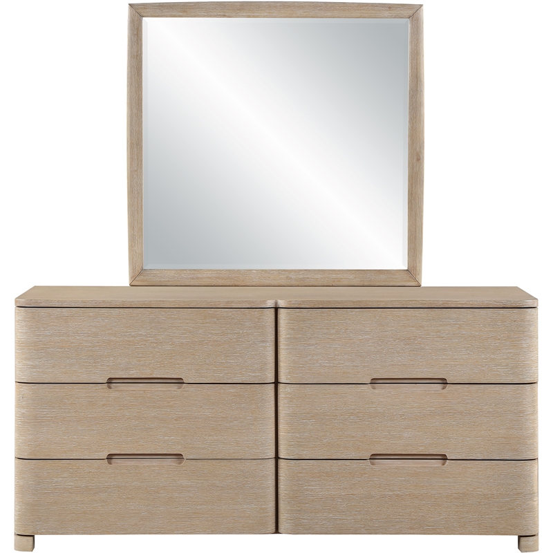 Meridian Furniture Caswell Natural Oak Veneer And Solid Wood Mirror