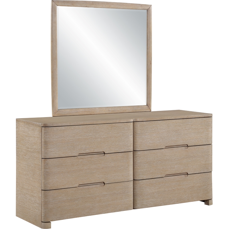 Meridian Furniture Caswell Natural Oak Veneer And Solid Wood Mirror
