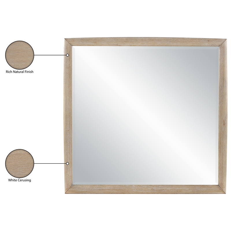 Meridian Furniture Caswell Natural Oak Veneer And Solid Wood Mirror