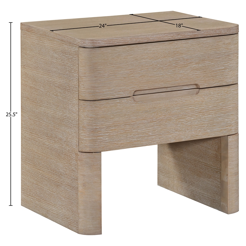 Meridian Furniture Caswell Natural Oak Veneer And Solid Wood Nightstand