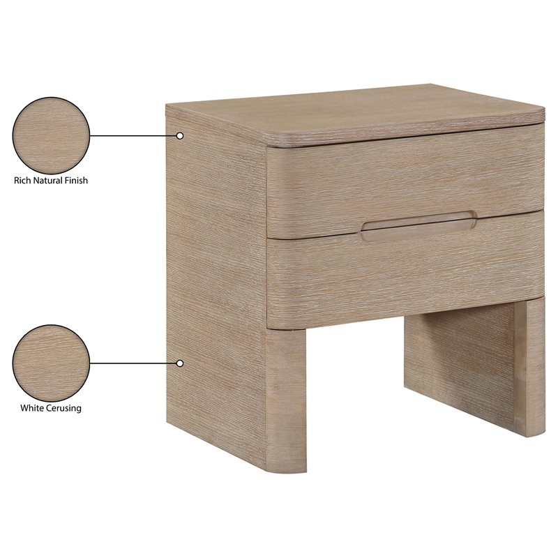 Meridian Furniture Caswell Natural Oak Veneer And Solid Wood Nightstand