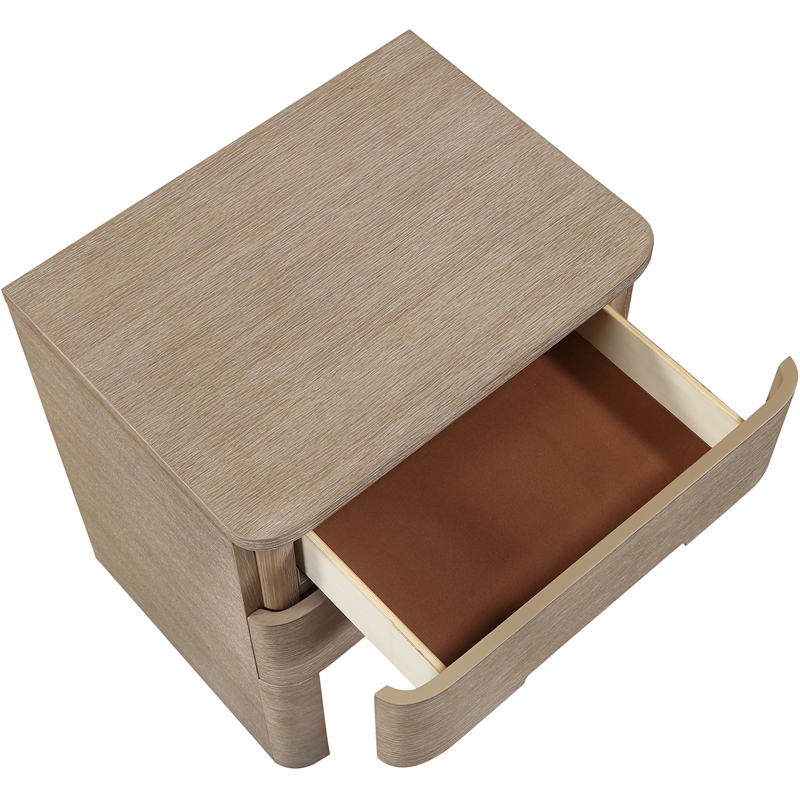 Meridian Furniture Caswell Natural Oak Veneer And Solid Wood Nightstand
