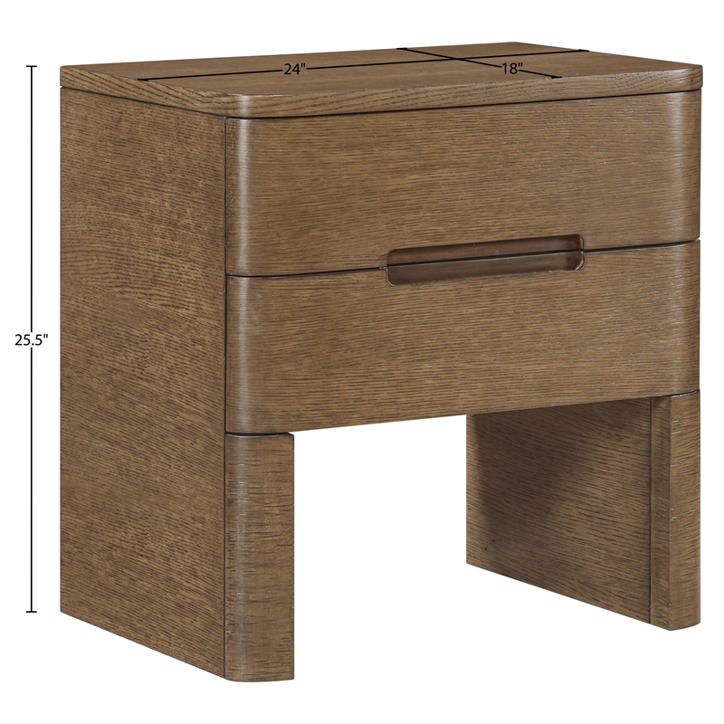 Meridian Furniture Caswell Brown Oak Veneer And Solid Wood Nightstand