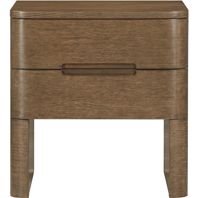 Meridian Furniture Caswell Brown Oak Veneer And Solid Wood Nightstand